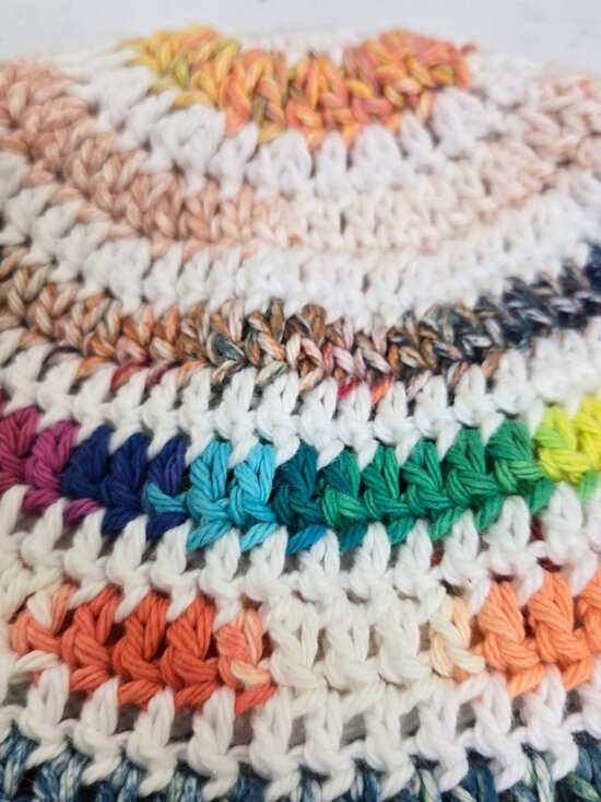 Scrap Crochet Bucket Hat: Multicolor Cotton Summer Beanie main image 12
